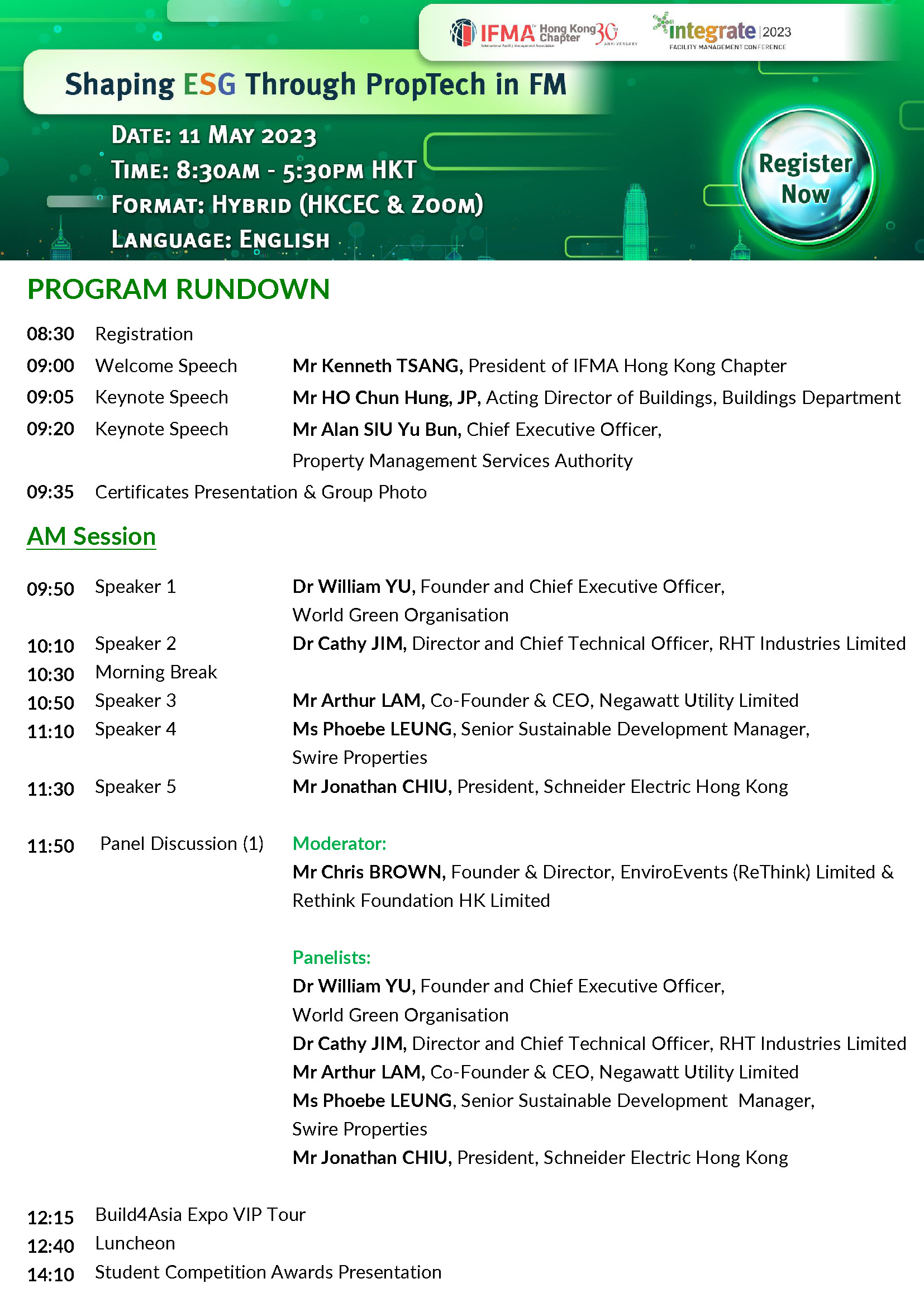 Program | IFMA HK International Facility Management Association